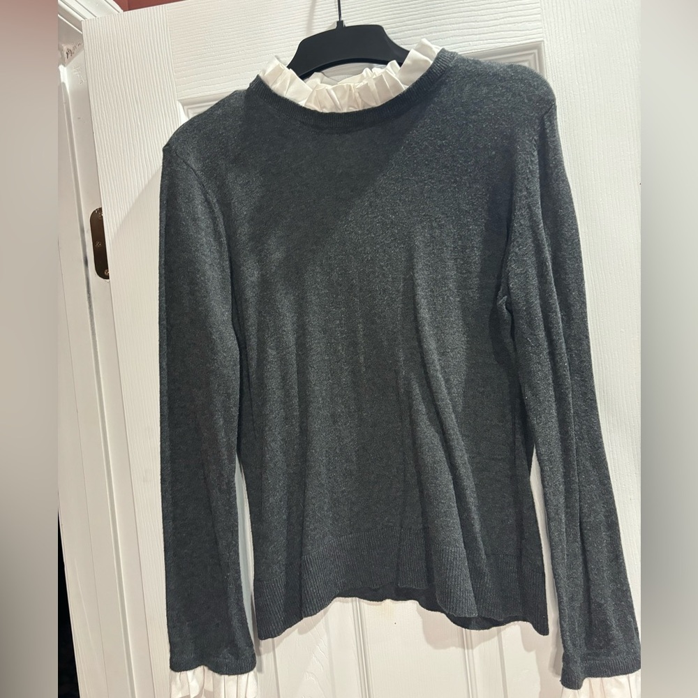 14th & Union Crew Neck Sweater w/ Ruffle Collar